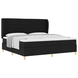 Vidaxl Postelja z vzmetnico z vzmetnico Črna 200 x 200 cm blago
