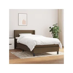 Den Box spring postelja z vzmetnico temno rjava 80x200 cm blago