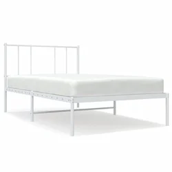 Vidaxl Kovinski posteljni okvir z vzglavjem bel 100x200 cm