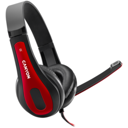 CANYON PC headset HSC-1 PC Mic Flat 2m Black Red