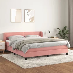 Greatstore Box spring postelja z vzmetnico roza 160x200 cm žamet