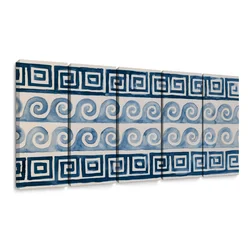 5-delna slika modre spirale in ornamenti - 200x100