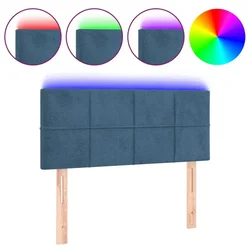 Vidaxl LED posteljno vzglavje temno modro 100x5x78/88 cm žamet