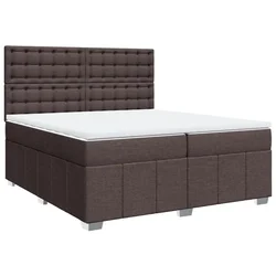 Vidaxl Box spring postelja z vzmetnico temno rjav 200x200 cm blago