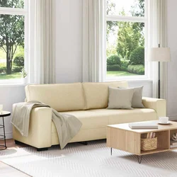 vidaXL Trosed kremne barve 220x77x82 cm blago