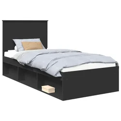 Vidaxl Konstrukcija postelje Črna 75 x 190 cm Masivno borovo les