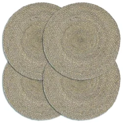 Vidaxl Pogrinjki 4 kosi sivi 38 cm okrogli iz jute