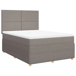 Vidaxl Box spring postelja z vzmetnico taupe 140x190 cm blago