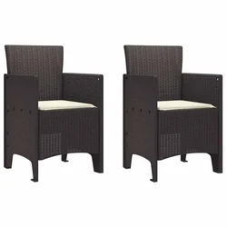 Vidaxl Vrtni Stol z blazino 2 szt. Rjava 53 x 49 x 85 cm Polipropilen