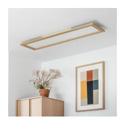 Brilagi - LED prigušiva svetiljka SLIMFRAME WOOD LED/58W/230V 124x34 cm + daljinski upravljač