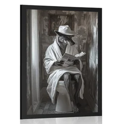 Plakat volk s časopisom na stranišču - 20x30 white