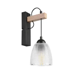 Zidna lampa LEANDRA 1xE27/15W/230V hrast/crna