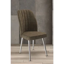 Hanah Home set trpezarijskih stolica Platinum 8 kom, braon tkanina Jerry, hromirane metalne noge