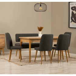HANAH HOME Vina Atlantic Pine Anthracite set : sto , stolice i klupa