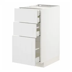 METOD / MAXIMERA Pod.elem.3front/2dnj/1srd/1vis.fiok, bela/Stensund bela, 40x60 cm