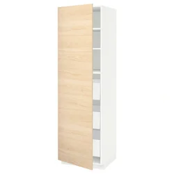 METOD / MAXIMERA Visoki element s fiokama, bela/Askersund im. svetlog jasena, 60x60x200 cm