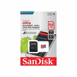 SDXC SANDISK MICRO 64GB ULTRA MOBILE, 120 MB/s, UHS-I C10, A1, adapter