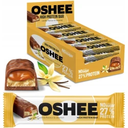 Beljakovinska ploščica Oshee Vanilla & Caramel karton 49 g x 12 kosov