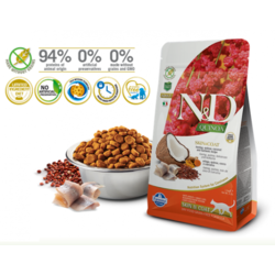 N&D Suva hrana Cat Quinoa Skin&Coat, Herring, Coconut-Curcuma 300g
