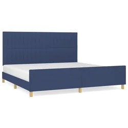 Vidaxl Posteljni okvir brez vzmetnice moder 200x200 cm blago