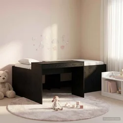 Krevet za djecu s visokim okvirom i stolom Crna 98.5 x 200 cm