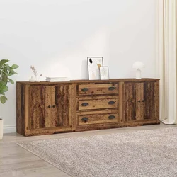 Komode 3 pcs Crni hrast 210 x 35,5 x 67,5 cm Konstruirano drvo