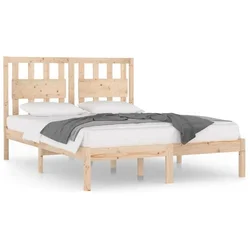 Vidaxl Posteljni okvir iz trdne borovine 135x190 cm