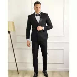 Squareonline Muški smoking sa dvorednim kopčanjem, Crni