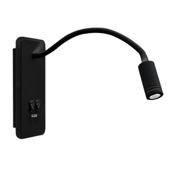 LED fleksibilna zidna lampica sa USB priključkom BASE LED/8W+LED/2W/230V crna