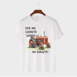 MAFIMI Muška majica Sve mi uzmite samo traktor ne dirajte, Bela
