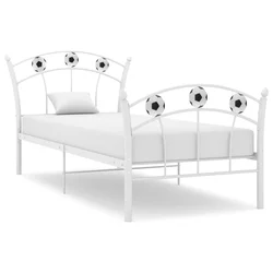 Okvir za krevet s nogometnim uzorkom bijeli metal 90 x 200 cm
