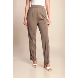 Plus size hlače z elastiko, rjave