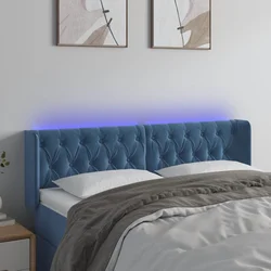 LED uzglavlje tamnoplavo 147x16x78/88 cm baršunasto