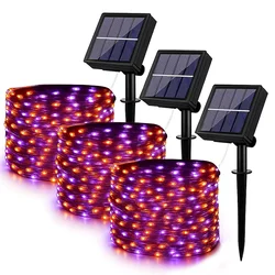 Novogodišnje solarne lampice NARANDŽASTO LJUBIČASTE 30m
