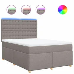 Vidaxl Box spring postelja z vzmetnico taupe 140x190 cm blago
