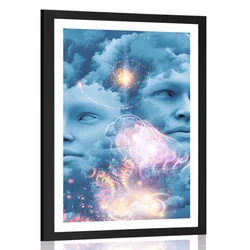 Plakat s paspartujem virtualna misel - 30x45 black