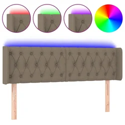 Vidaxl LED posteljno vzglavje taupe 163x16x78/88 cm blago