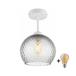 BRILAGI - LED Plafonski luster R GLASS 1xE27/60W/230V prečnik 25 cm bela/zadimljeno siva