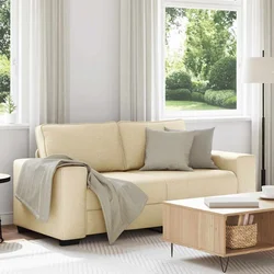 vidaXL Dvosed kremne barve 180x77x82 cm blago