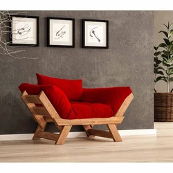 Hanah Home Baštenska sofa sa jednim sedištem i jastukom, Tikovina i crvena