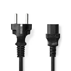 CEGL10030BK20, Kabl za napajanje, Utikae sa uzemljenjem muški, IEC-320-C13, Niklovani, 2,00 m, PVC