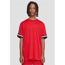 Mens Oversized Stripes Mesh Tee T-Shirt - Red