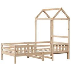 Vidaxl Posteljni okvir s streho 75x190 cm trdna borovina