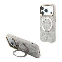 Maska Guess Ring Stand 360 4G Classic Logo MagSafe za iPhone 17 Pro/ 18 Pro roze