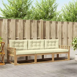 Set vanjskih sofa s jastukom 3 pcs Bijela i krem Poliester