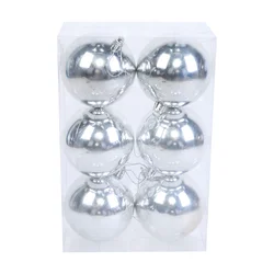 Novogodišnje kugle 8cm set 6/1/ srebrna