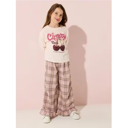 Sinsay - Wide leg pantalone u kariranom dezenu sa ukrasnim karnerima - šareno