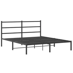 Vidaxl Kovinski posteljni okvir z vzglavjem črn 150x200 cm