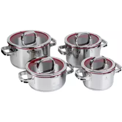 WMF Function 4 Pot-Set, 4pc. with glasslid, for induction