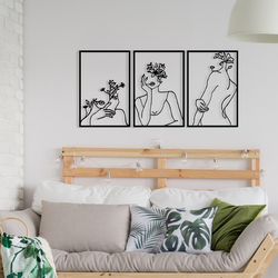 Wallity Zidna dekoracija Flower Face Woman, 94x45 cm, 1.2mm, Crna